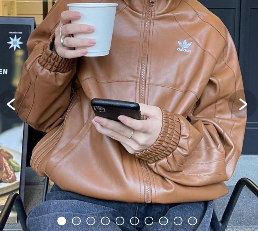 adidas ブラウン レザージャケット