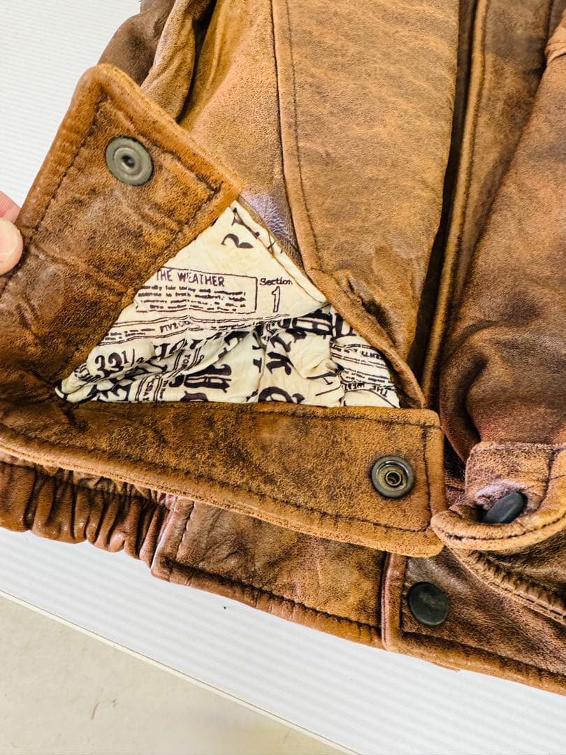 レザーブルゾン ブラウン フライトジャケット 羊革 ボンバー メンズL