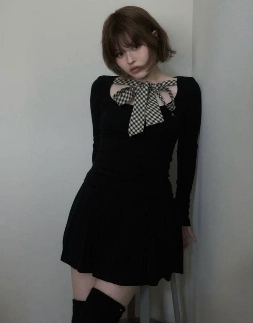 Ami ribbon check tops andmary アンドマリー
