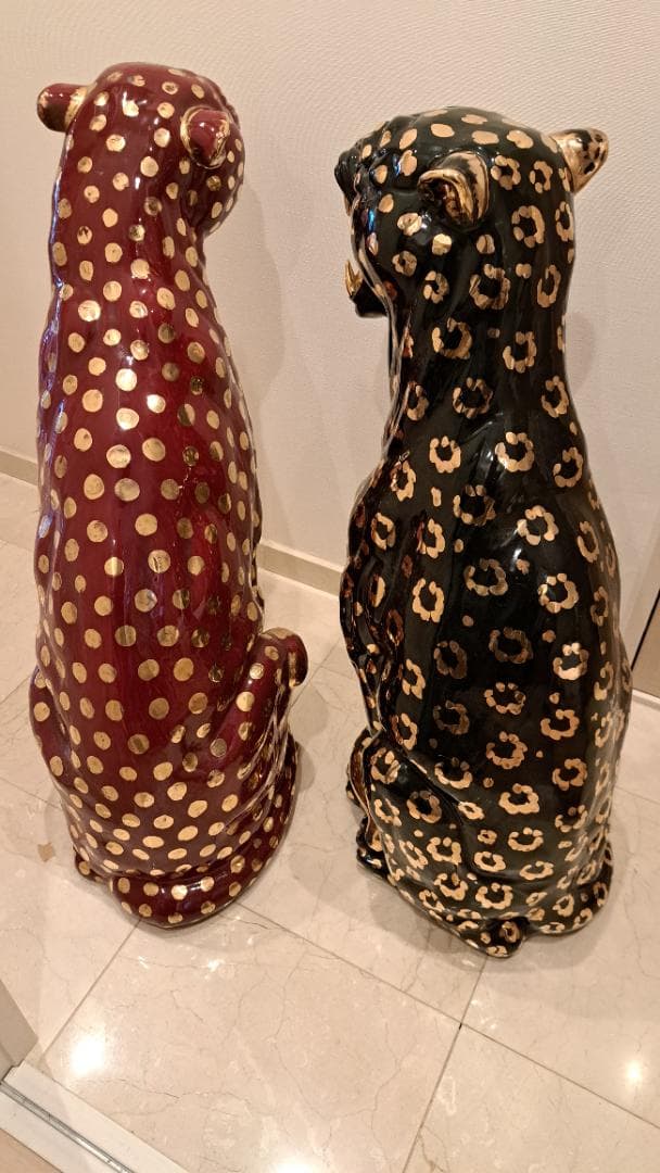 豹(黒)　陶器置物