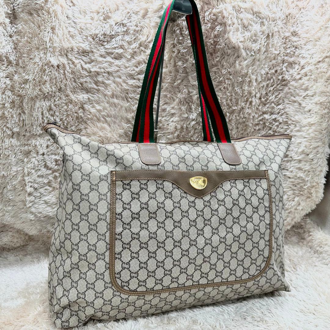 【美品】 GUCCI GGパターン トートバッグ ベージュ シェリー スプリーム