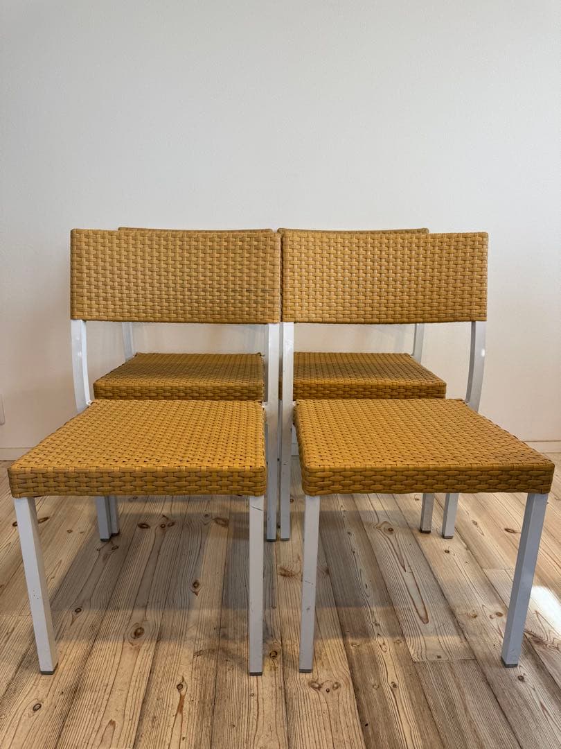 ラタン調スタッキングチェア 4脚セット テラス ガーデンチェア④