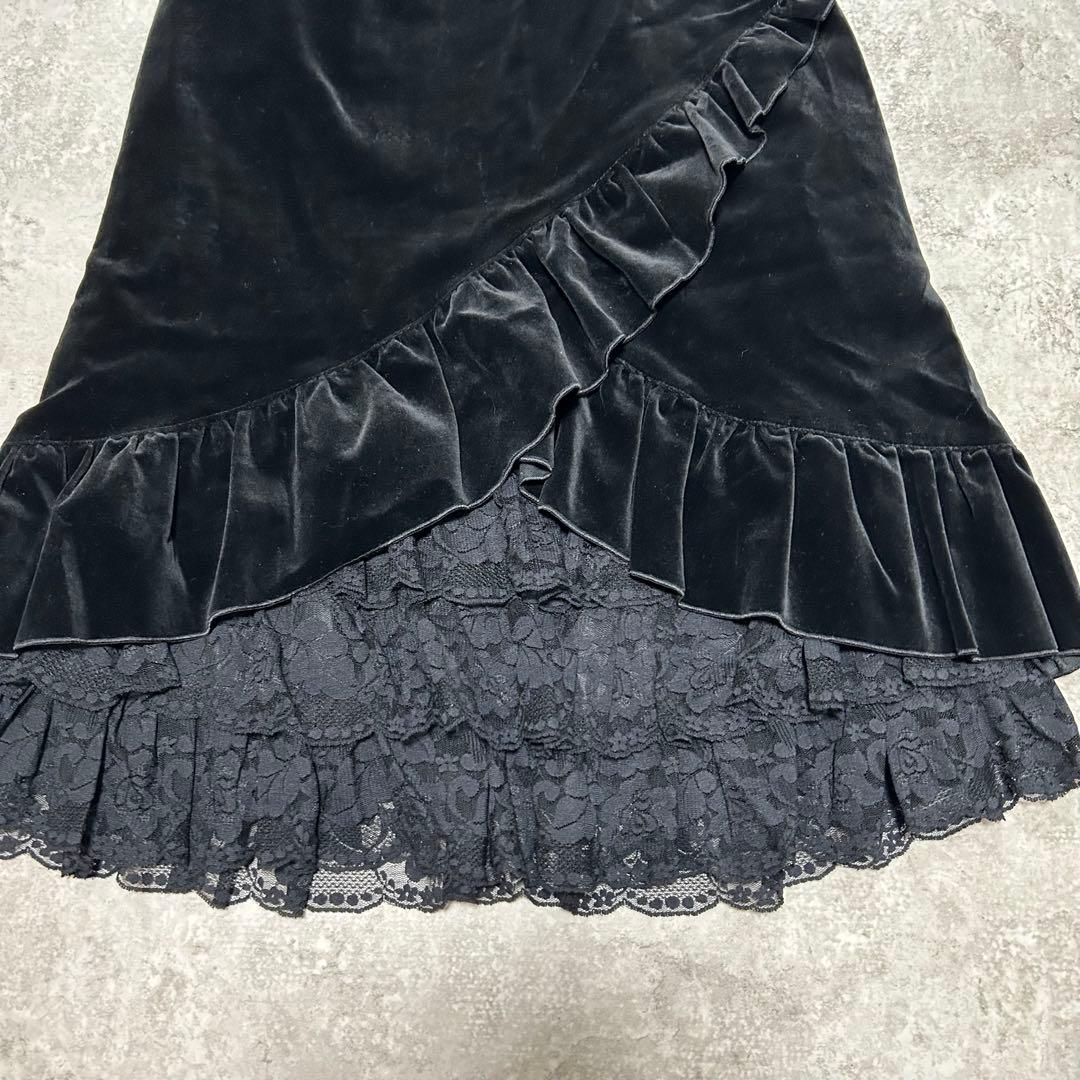 BPNブラックピースナウ　ベロア　レース　スカート　フリル