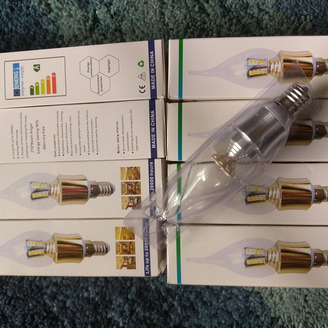 キャンドル型LEDシャンデリア球E17 5W 8個セット(調光暖色クリアガラス)