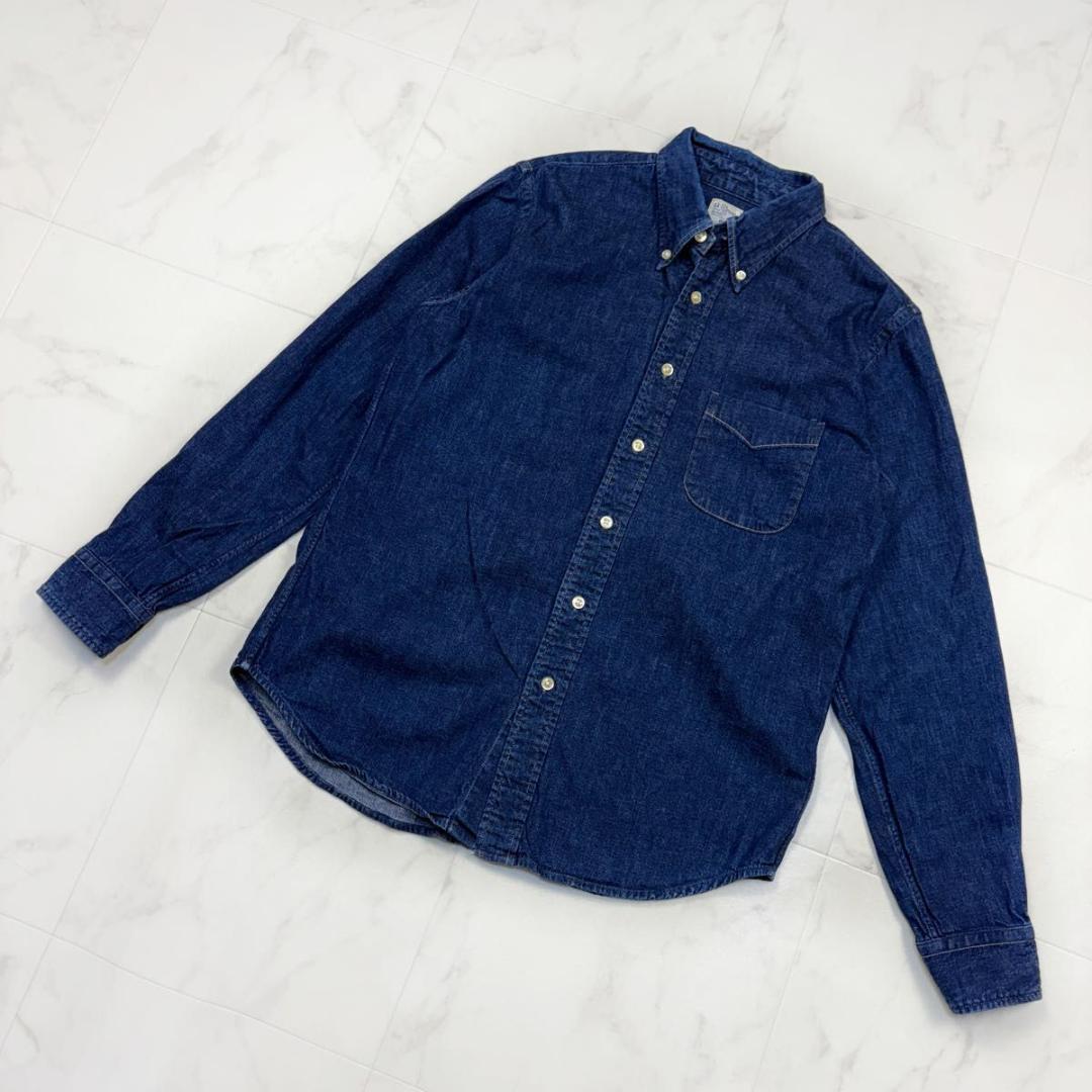 オアスロウ　デニムシャツ　日本製　インディゴ　M相当　ボタンダウン　青　長袖