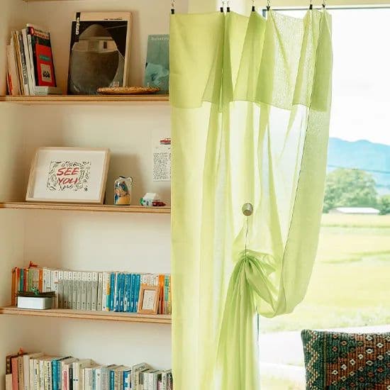 14 23 TOSS ieno textile ライム　グリーン シアーカーテン