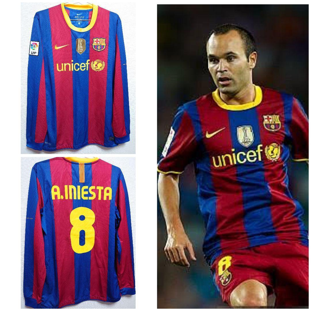 NIKE 10-11 FCバルセロナ イニエスタ 長袖 パッチ付き Mサイズ