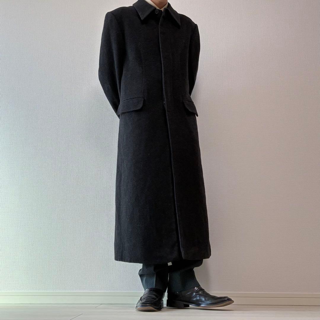 90's ヴィンテージ ステンカラーコート ダークグレー カシミヤ