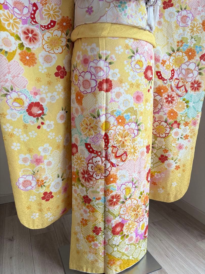 可愛い❣️振袖フルセット（７点セット）　正絹振袖　袋帯　成人式