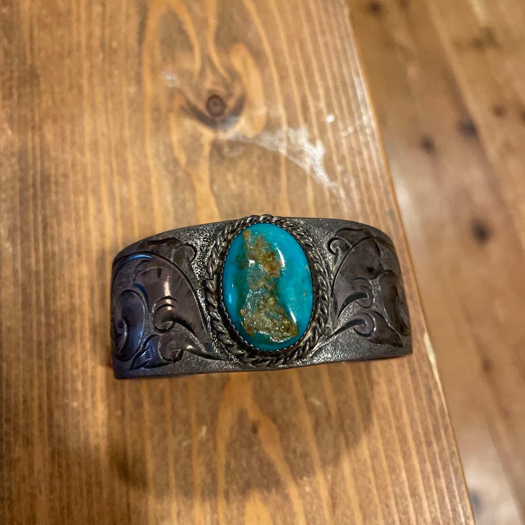 あ*い様 r*7様 ターコイズ シルバーバングル　フラットヘッド