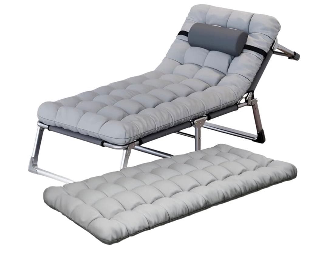 グレー 折りたたみベッド クッション付き