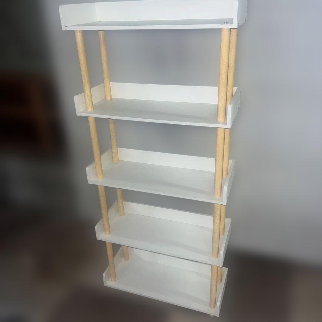 木製ホワイトラック 5段 オープンシェルフ オープンラック