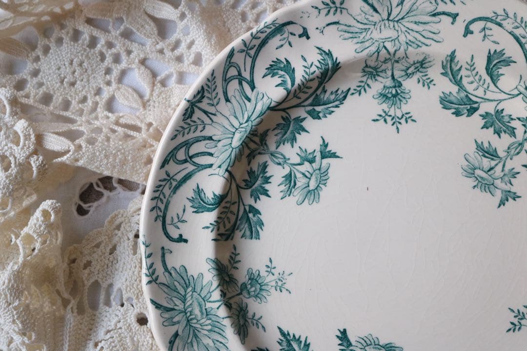 LONGCHAMPS デイジー　ブルーグリーン　デザート　プレート　フランス