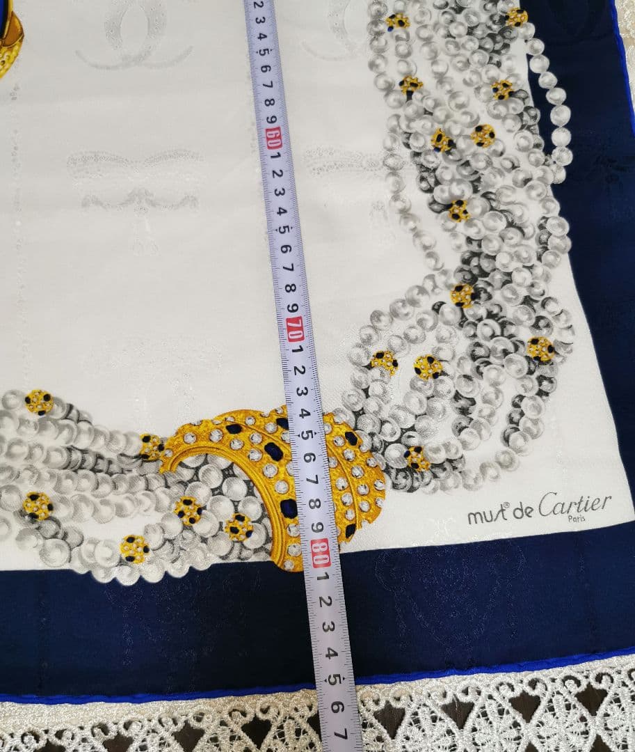 カルティエ　must de Cartier　シルクスカーフ 豹デザイン