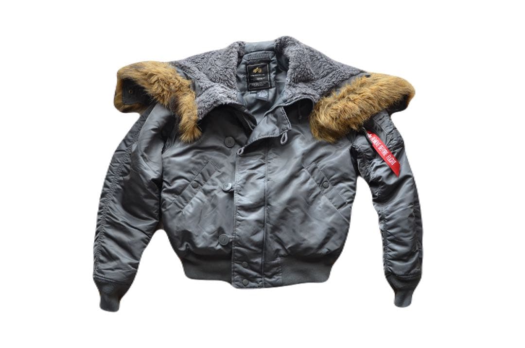グレー N2Bフライトジャケット ファー付き