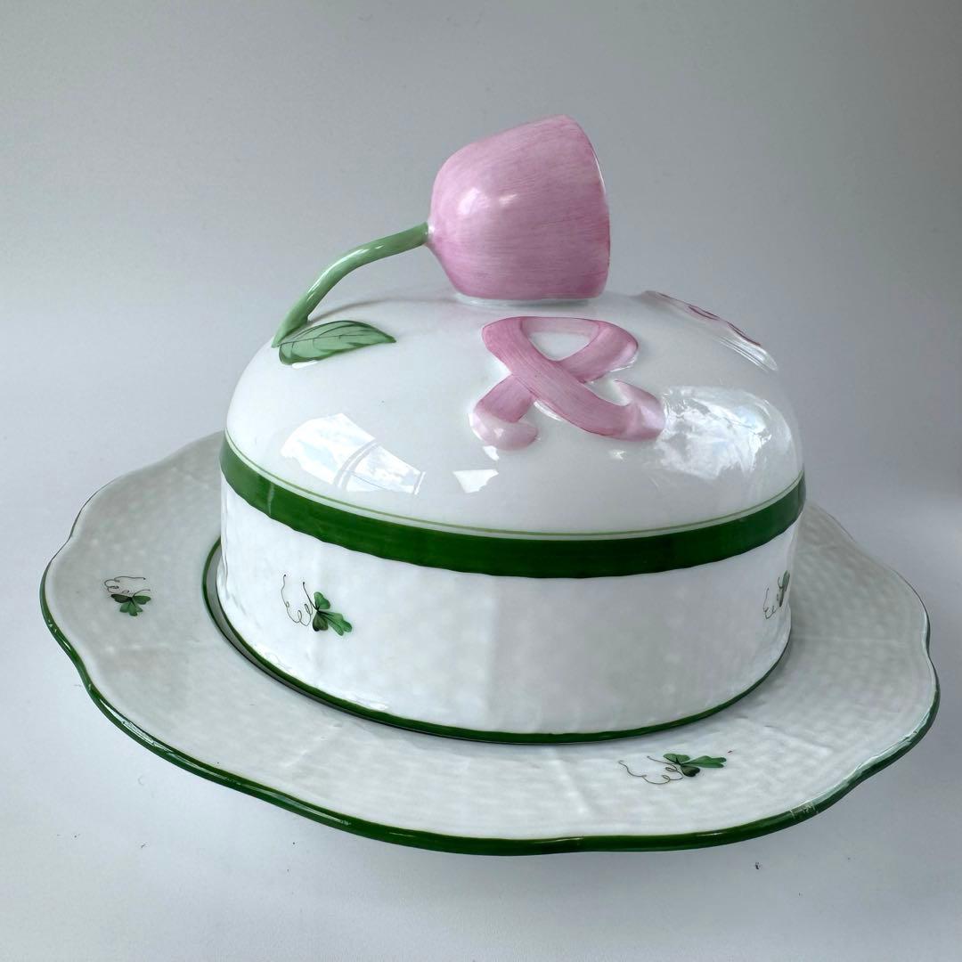 ヘレンド　バターディッシュ　蓋付きバター入れ　バター皿　ウィーンの薔薇