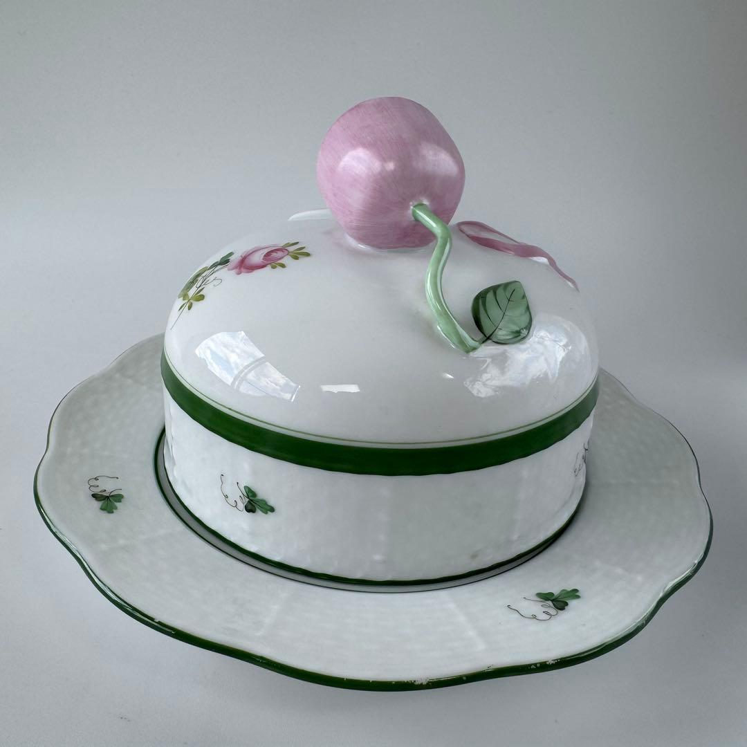 ヘレンド　バターディッシュ　蓋付きバター入れ　バター皿　ウィーンの薔薇