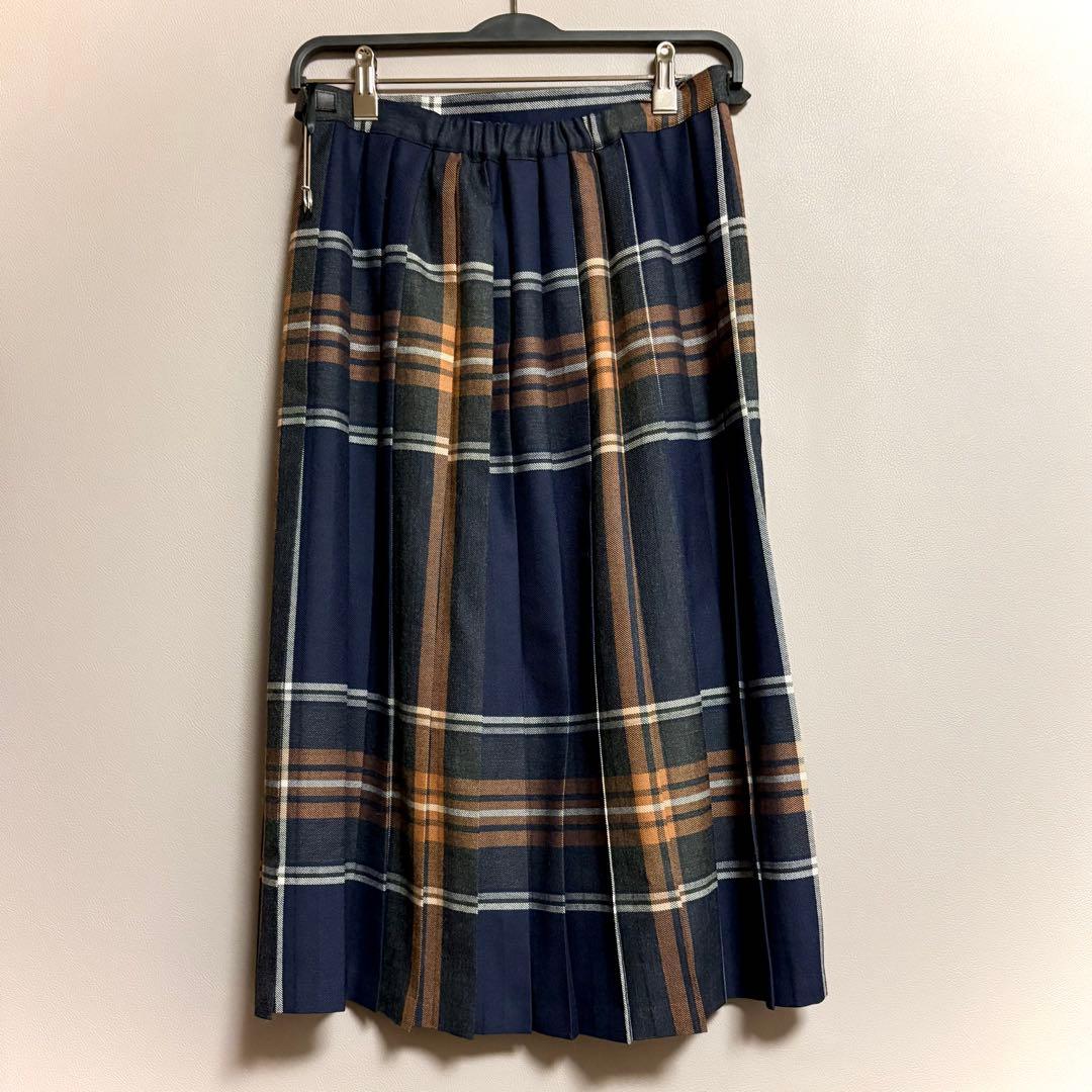 未使用近い オニールオブダブリン 大きいサイズ12 ミモレ プリーツスカート 紺