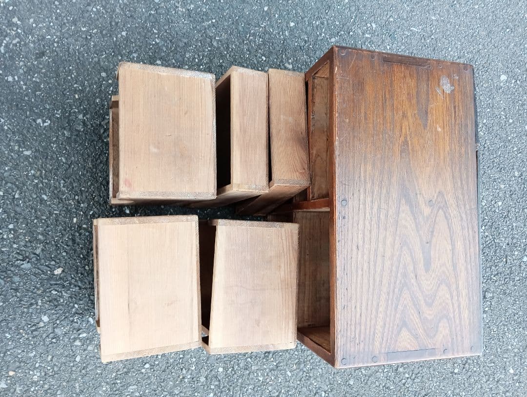 特*壺様 小引き出し　戦前　木製　欅　南満州鉄道株式会社の焼き印付き　戦時資料