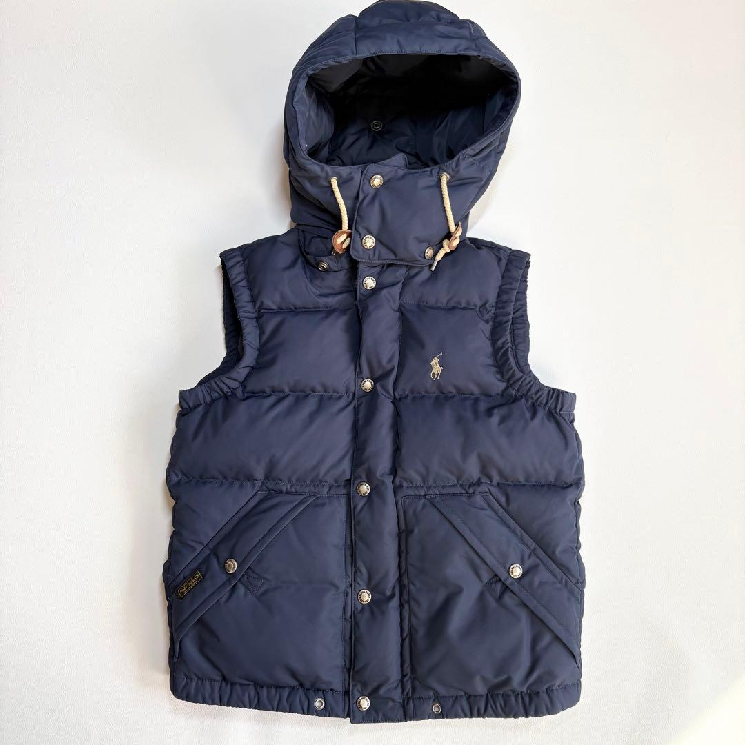 ポロラルフローレン ダウンベスト 2way ポニー刺繍 ネイビー 紺色 S