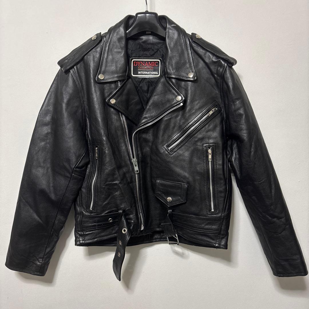 本革 ダブルライダース ブラックレザージャケット ヴィンテージ 38