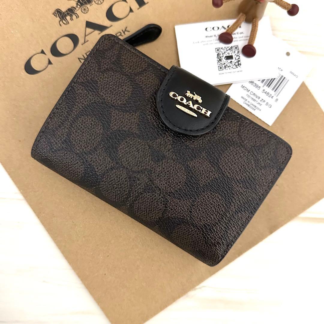 新品　COACH　コーチ 折り財布　ブラック ２つ折り財布