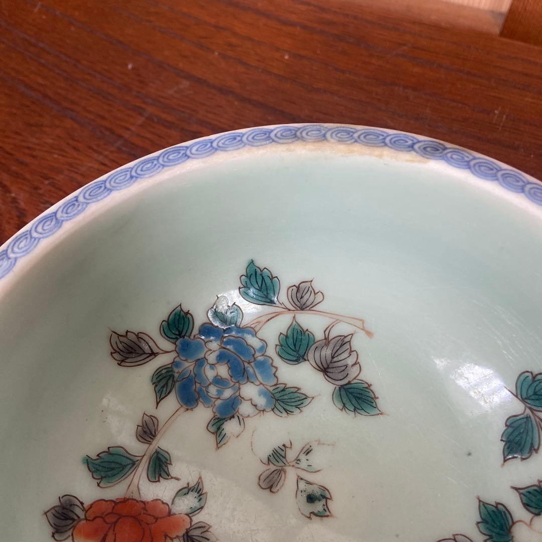 古伊万里色絵折枝牡丹文玉縁鉢 江戸時代