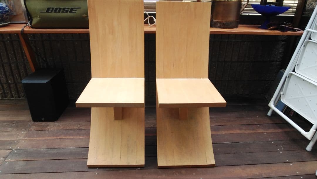 木製北欧モダンデザイン椅子2脚セット