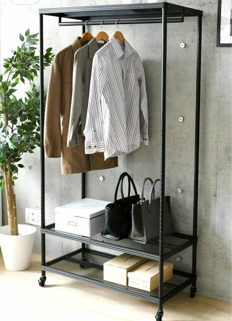 山善 YAMAZEN スチールハンガーラック 幅90.5×奥46×高179