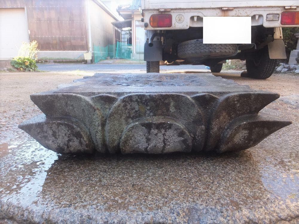 【希少品・四角蓮華台石・飾り台・盆栽台】箱庭ガーデニング造園オブジェ置物