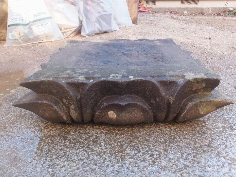 【希少品・四角蓮華台石・飾り台・盆栽台】箱庭ガーデニング造園オブジェ置物