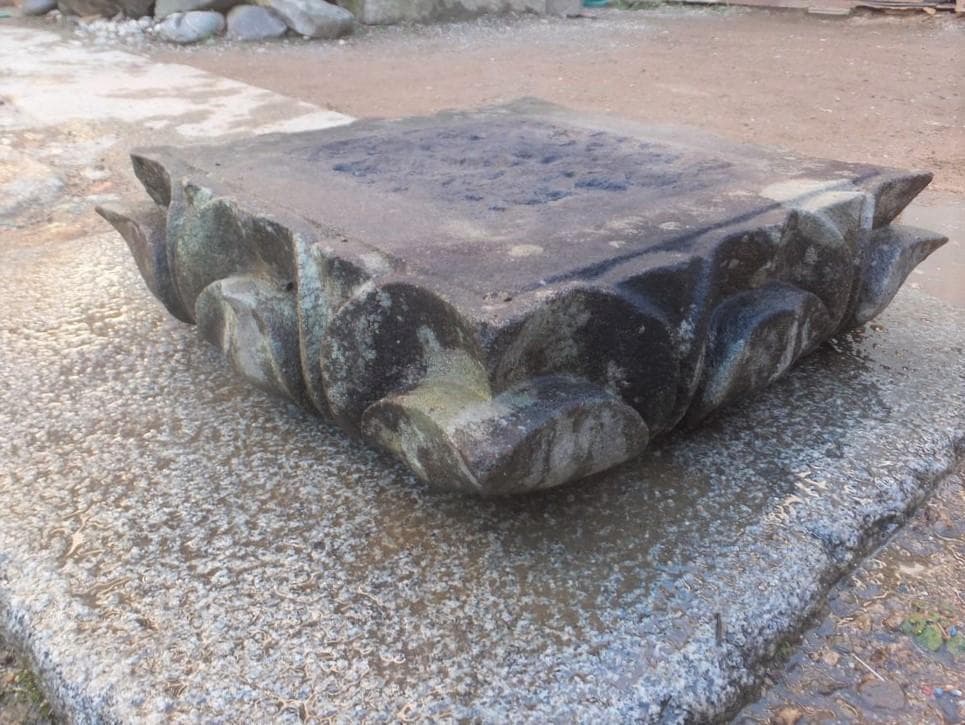 【希少品・四角蓮華台石・飾り台・盆栽台】箱庭ガーデニング造園オブジェ置物