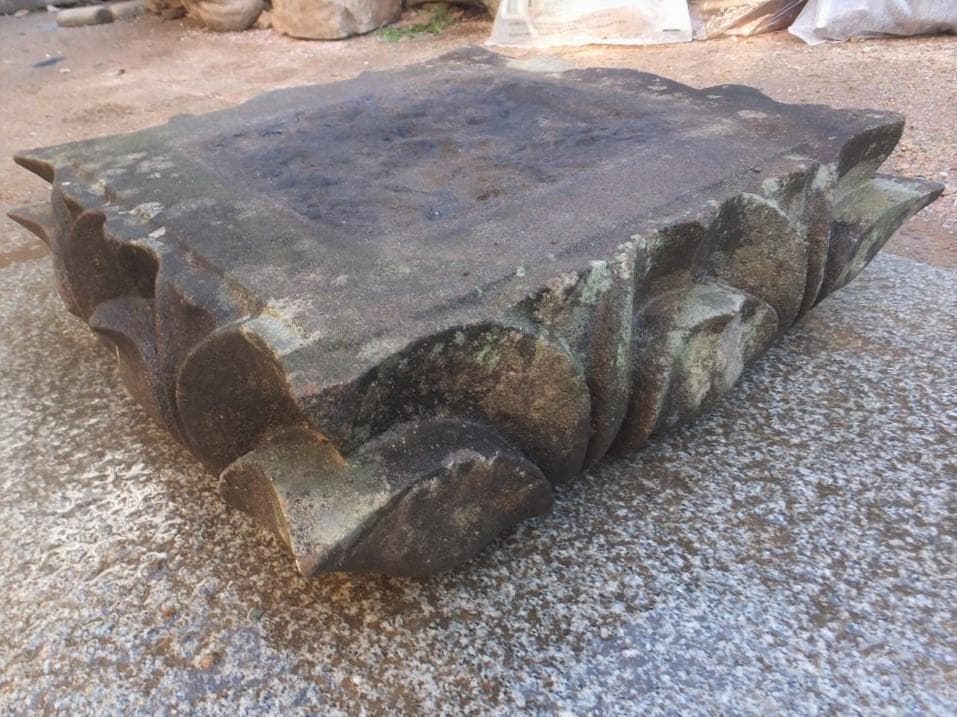 【希少品・四角蓮華台石・飾り台・盆栽台】箱庭ガーデニング造園オブジェ置物