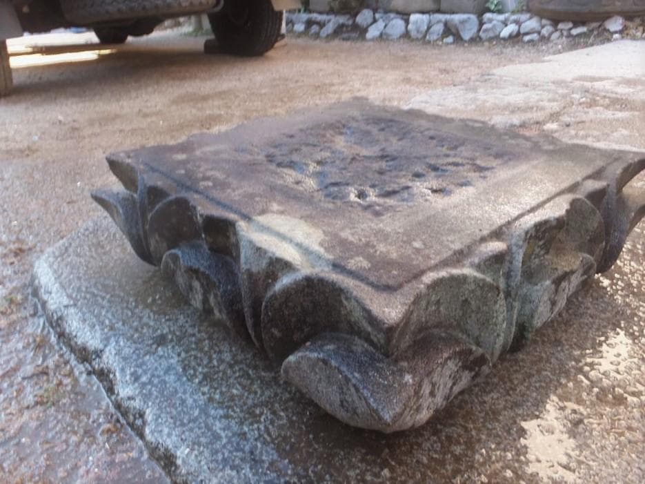 【希少品・四角蓮華台石・飾り台・盆栽台】箱庭ガーデニング造園オブジェ置物