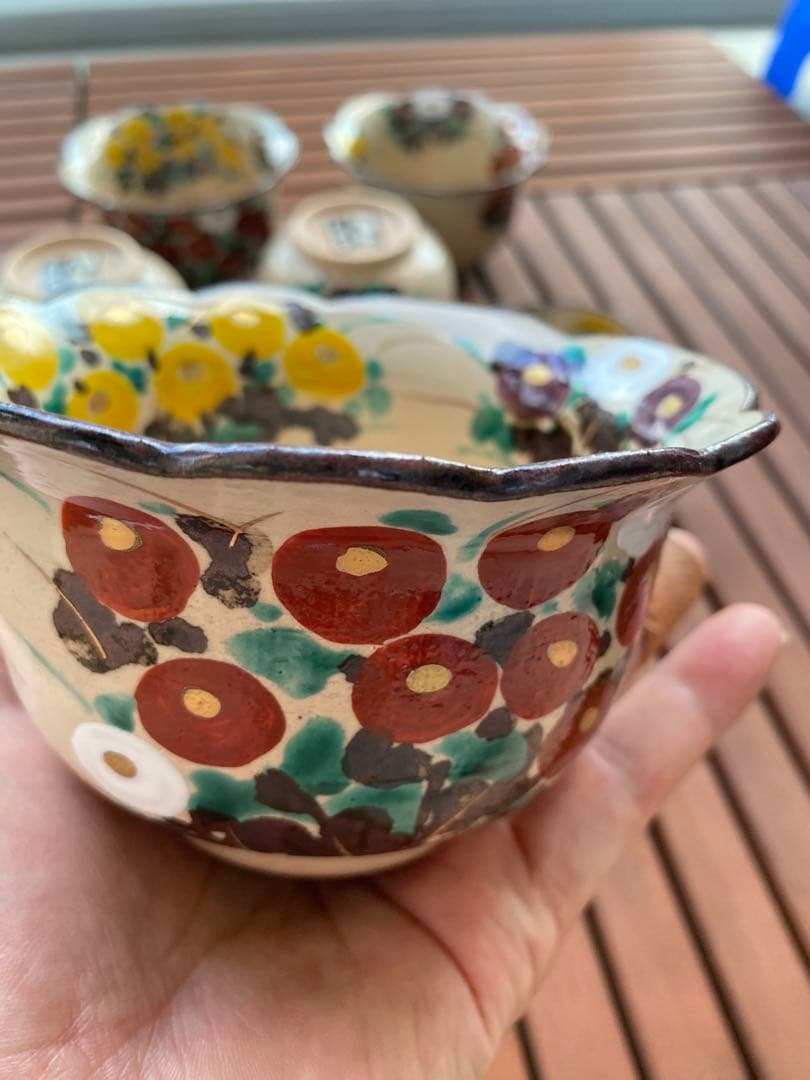 乾山写万寿菊5客秋草向付5客　合計10客 清水焼　新品未使用