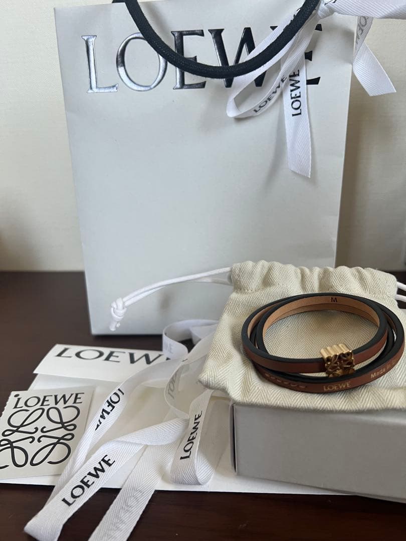 LOEWE レザーブレスレット Mサイズ ブラウン/ブラック
