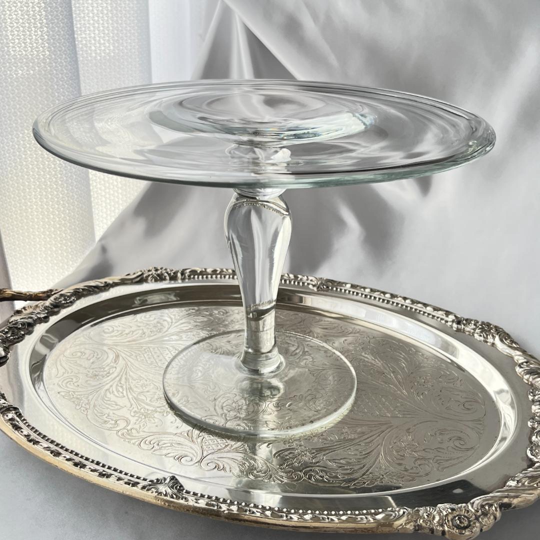 【英国】 クリスタルのケーキスタンド / オブジェスタンド【ガラス】