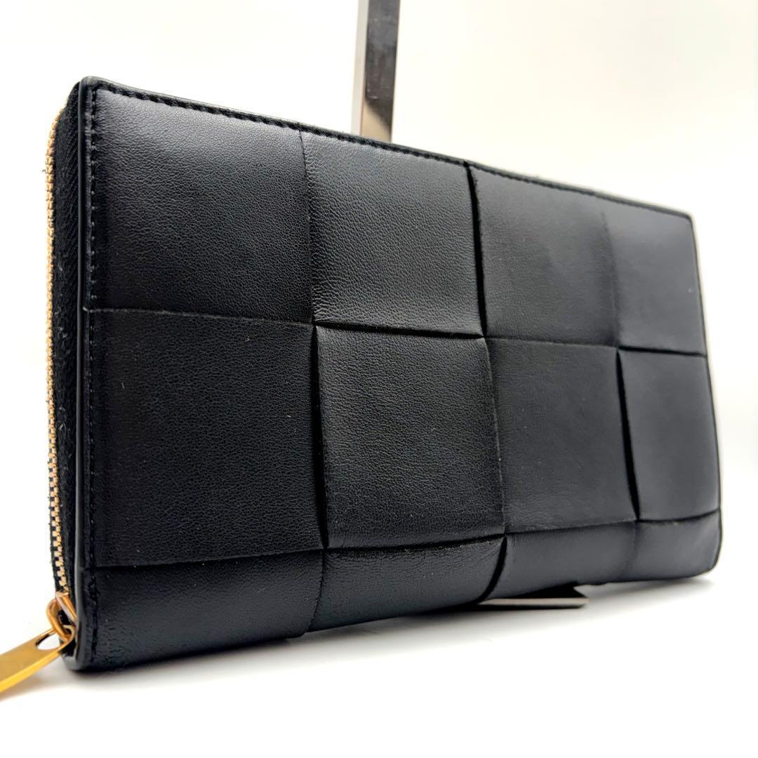 極美品　ボッテガ ヴェネタ カセット ラウンドファスナー 長財布 ブラック