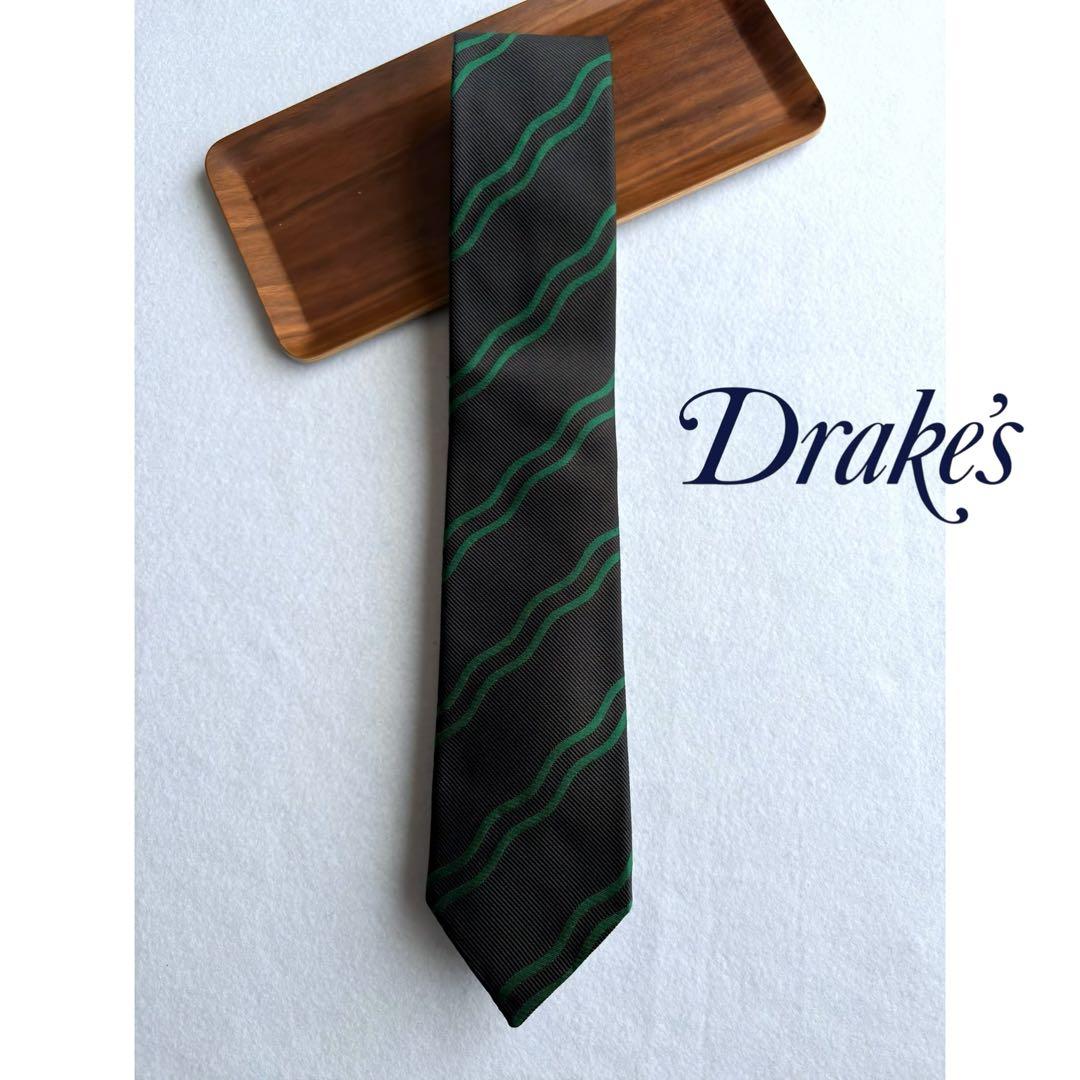 値下げ〔超美品〕ドレイクス ネクタイ ハンドメイド レジメンタル ウェーブ 英国