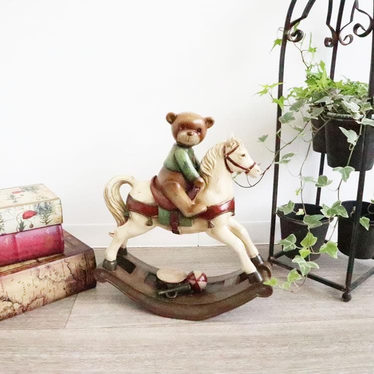オブジェ/置物 ロッキングホース 子熊
