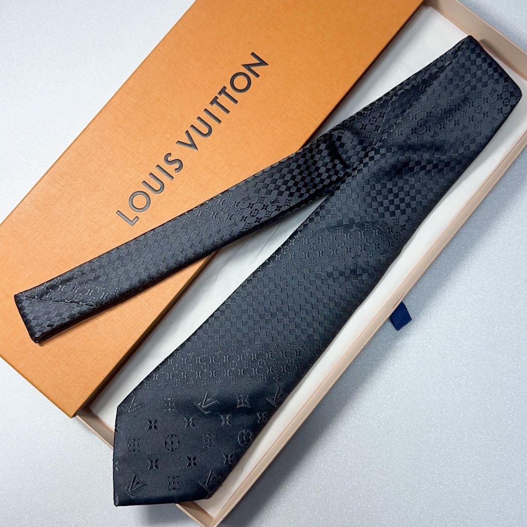 LOUIS VUITTON ルイヴィトン ネクタイ モノグラムダミエ ブラック