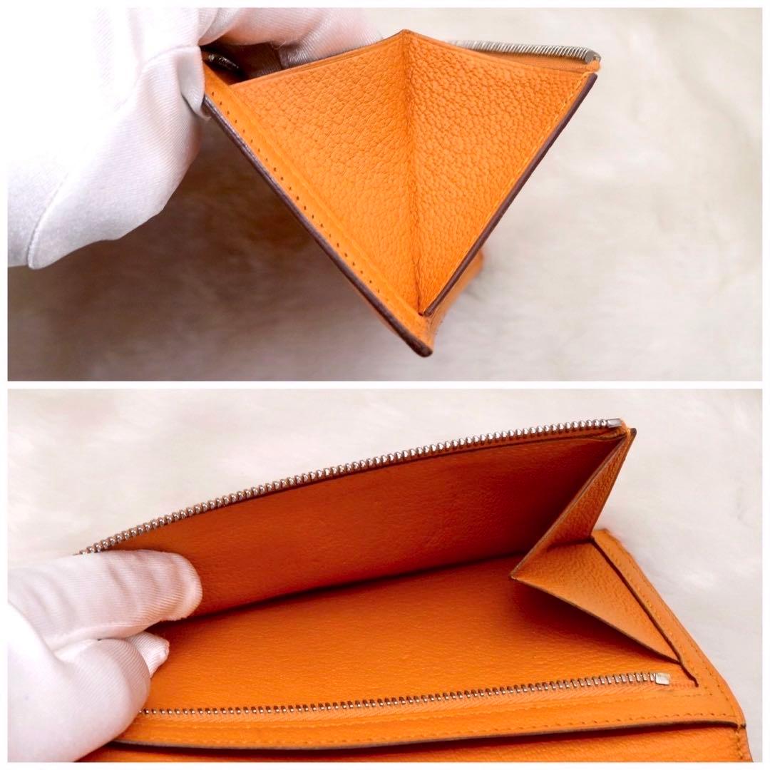 ✨新品同様✨HERMESベアンスフレ❤️二折長財布♪オレンジ ✨