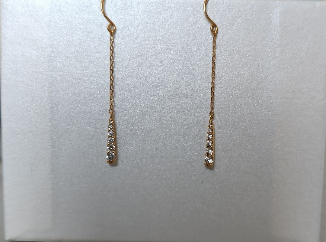 ジュエリーツツミ　ブレスドレイン　ロングピアス　イエローゴールドk18