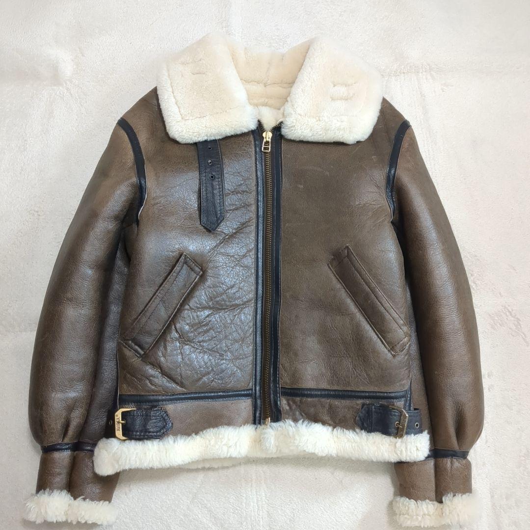 美品 AVIREX B-3 フライトジャケット ムートン ブラウン 34サイズ