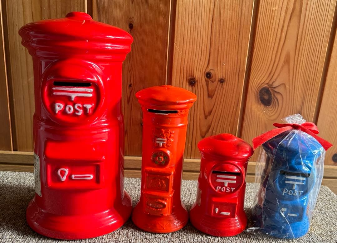 郵便ポスト　貯金箱　陶器　日本製　4個セット