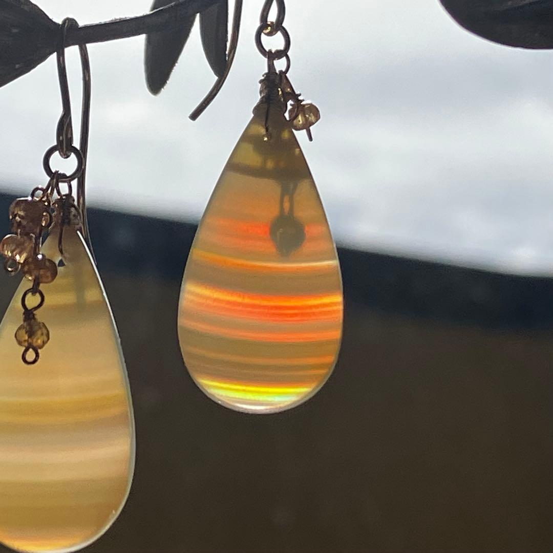 tama◆一点物✧希少✧パープルプルームアゲート×アイオライトピアス