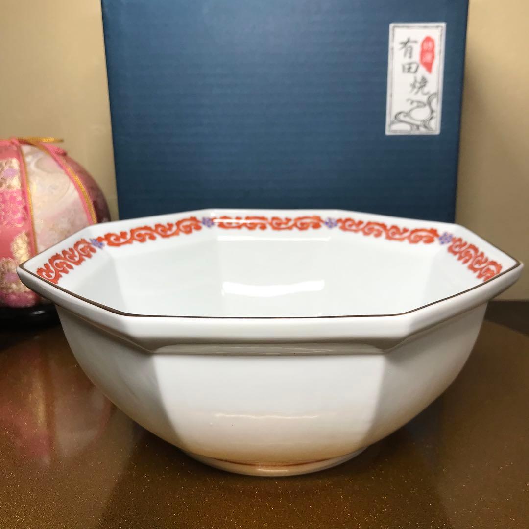 福泉窯　染錦粟に鶉絵　八角鉢　共箱入り　お祝い　新品未使用