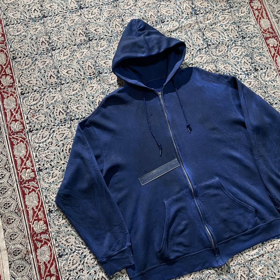 70s ボックス ジップパーカー フェード 短丈 ヴィンテージ 50s 60s