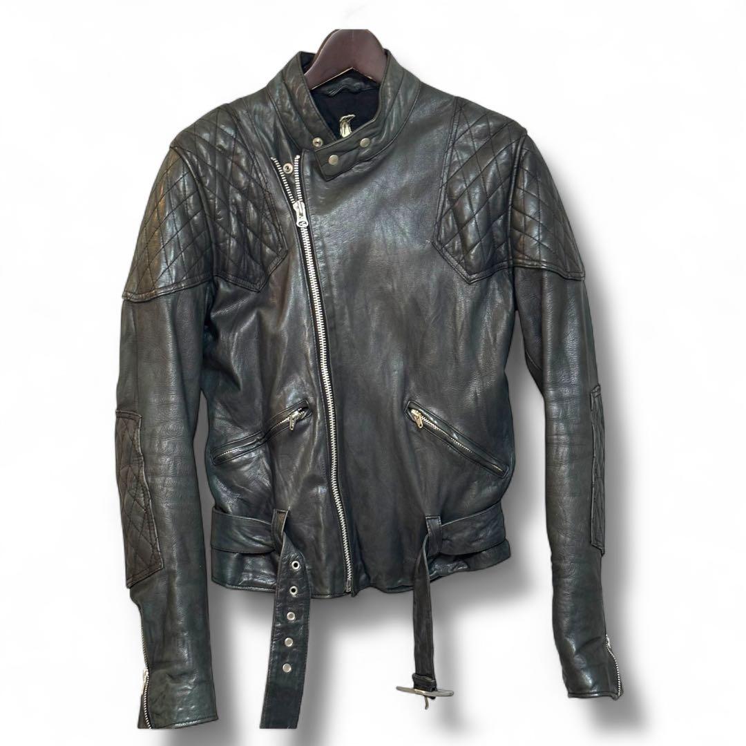 美品 PRIVATE BRAND AG ゴートスキン レザーライダースJKT