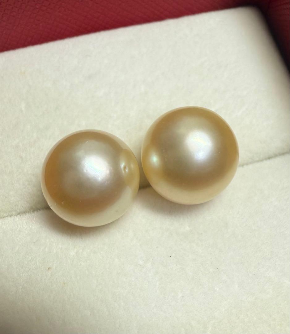 A6828南洋真珠天然本真珠ピアス イヤリング18k海水真珠ゴールドパール大粒